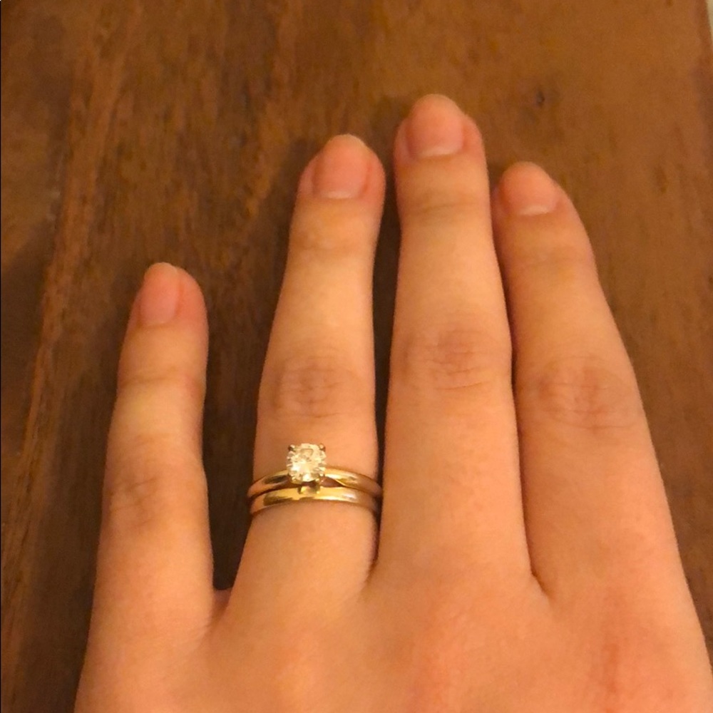 Solid Yellow Gold Wedding Ring Set